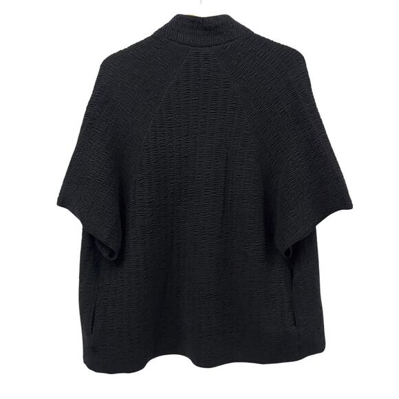 Eileen Fisher Petite Silk Blend Open Front Crinkle Jacket in Black size PP (2/4) - Picture 6 of 6